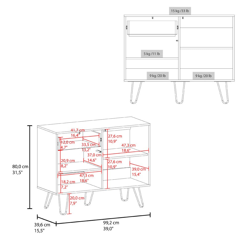 Platea Sideboard, Living Room,  White/Macadamia. Picture 6