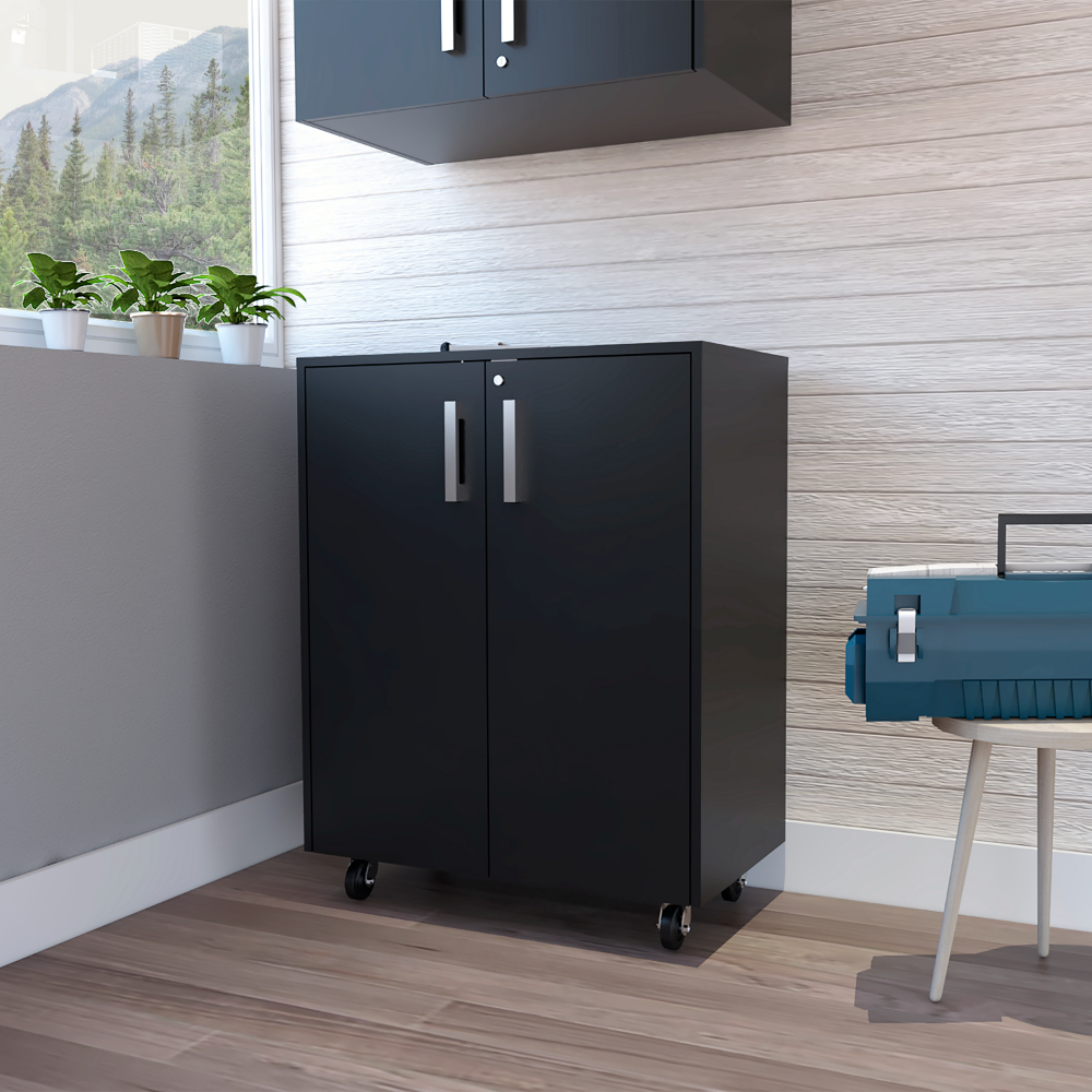 Storage Cabinet Lions, Double Door and Casters, Black Wengue Finish. Picture 1
