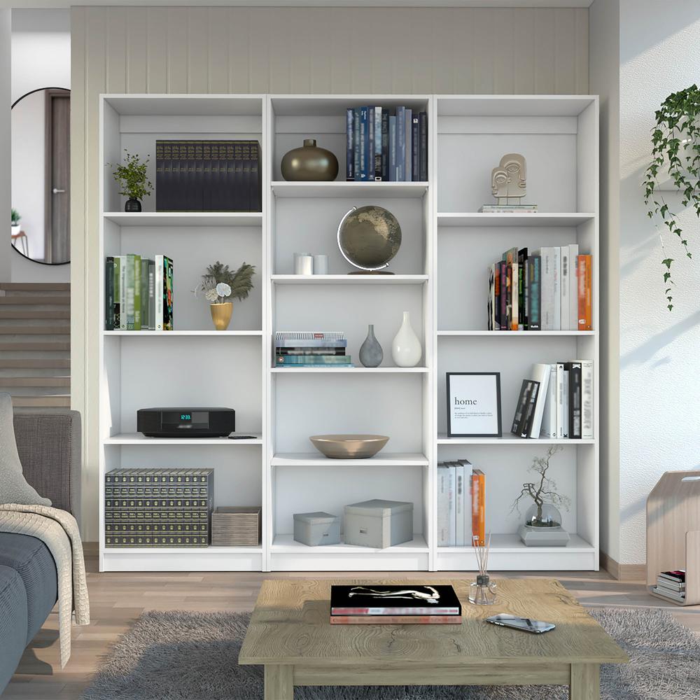 Chelton 3 Piece Living Room Set with 3 Bookcases, Matt Gray/ White. Picture 2