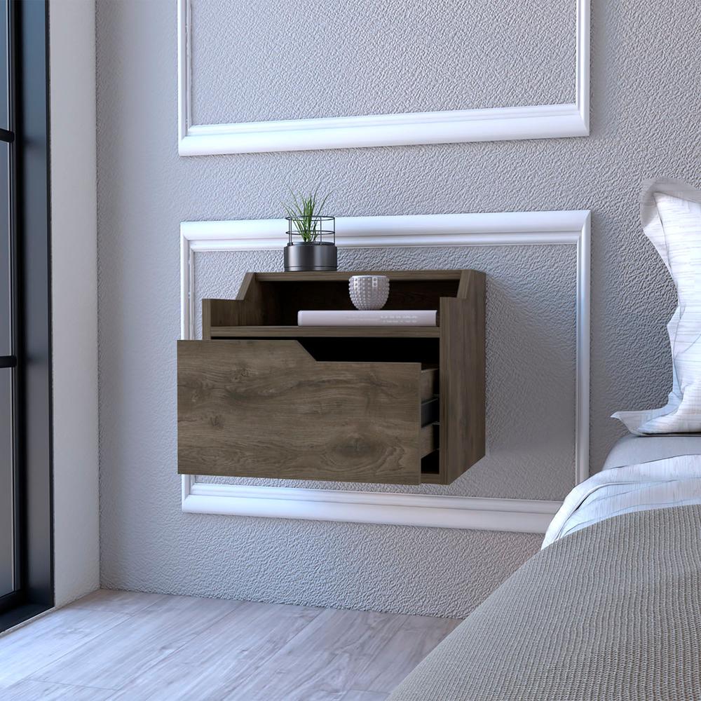Floating Nightstand Chester, Bedroom, Dark Brown. Picture 3