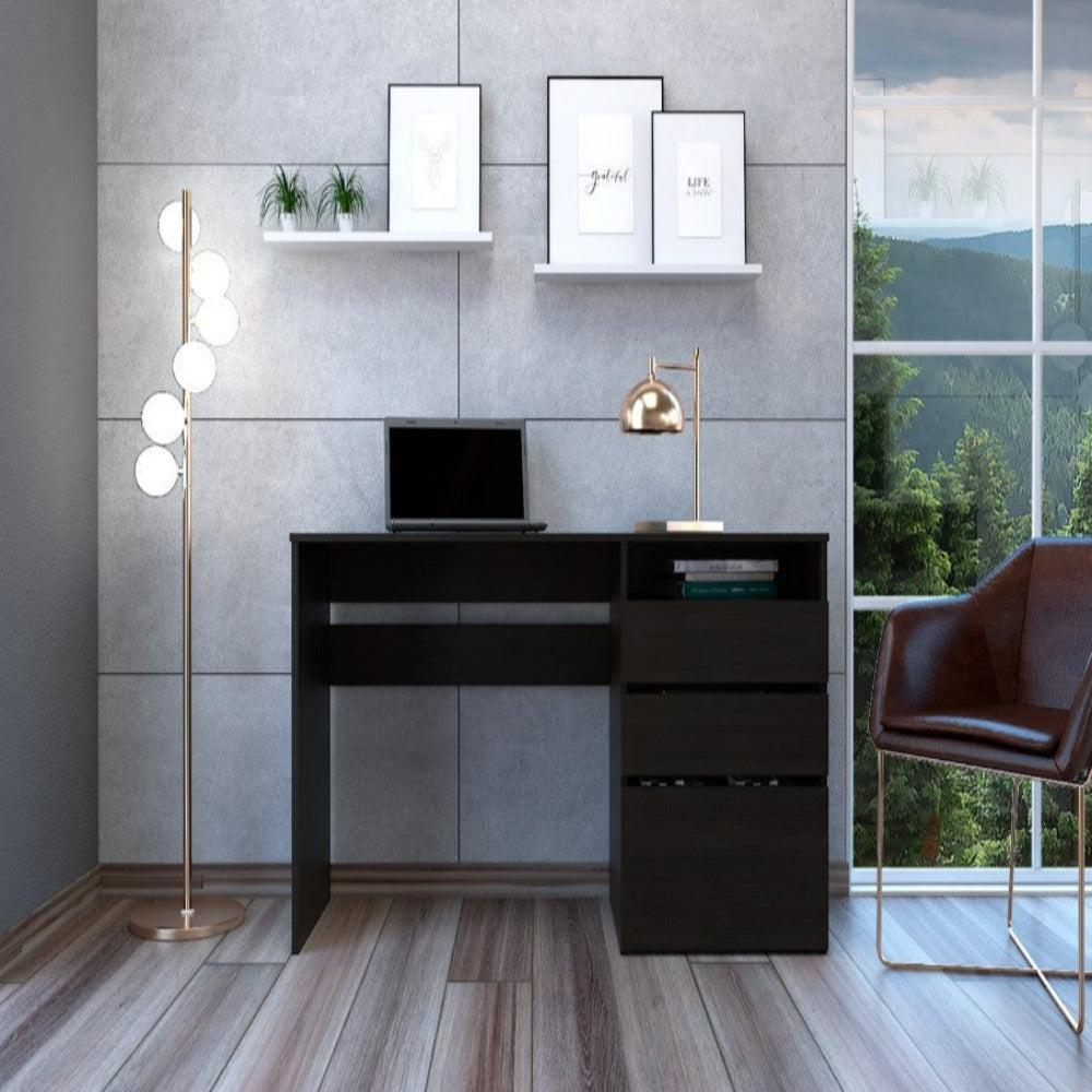 Computer Desk San Diego, One Shelf, Black Wengue Finish. Picture 1