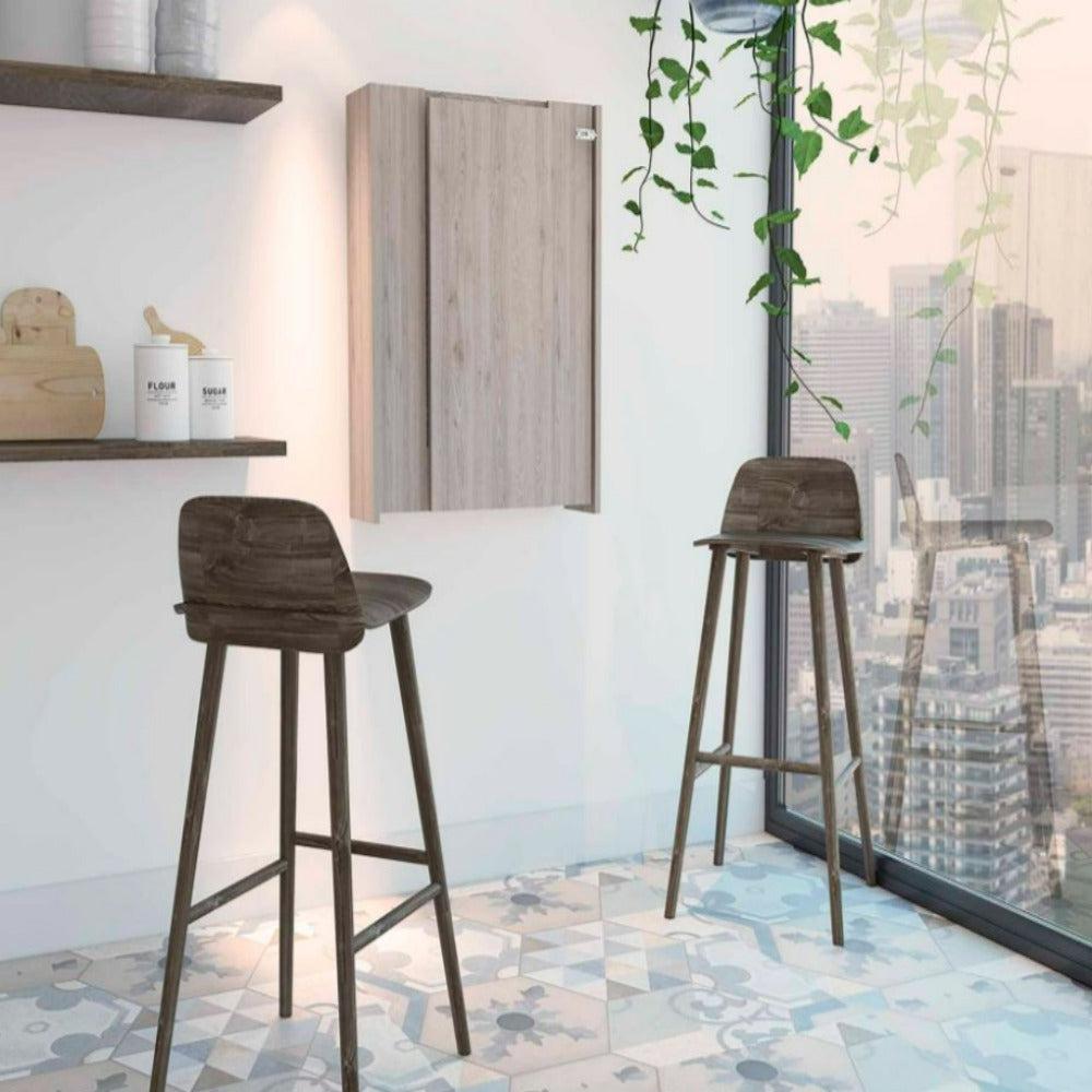 Foldable Table Tacoma, Seven Interior Shelves, Light Gray Finish. Picture 1