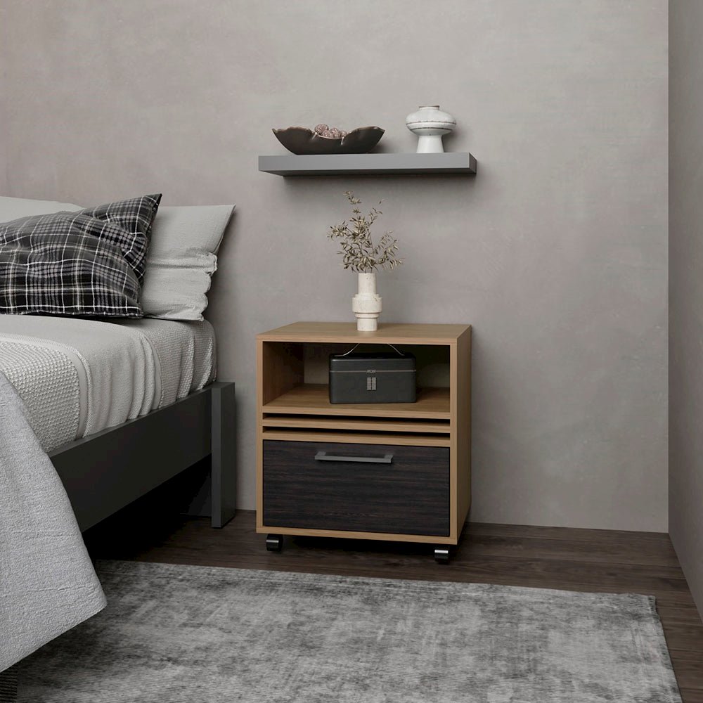 Baldwin City Nightstand, Bedroom, Light Oak/Black. Picture 7