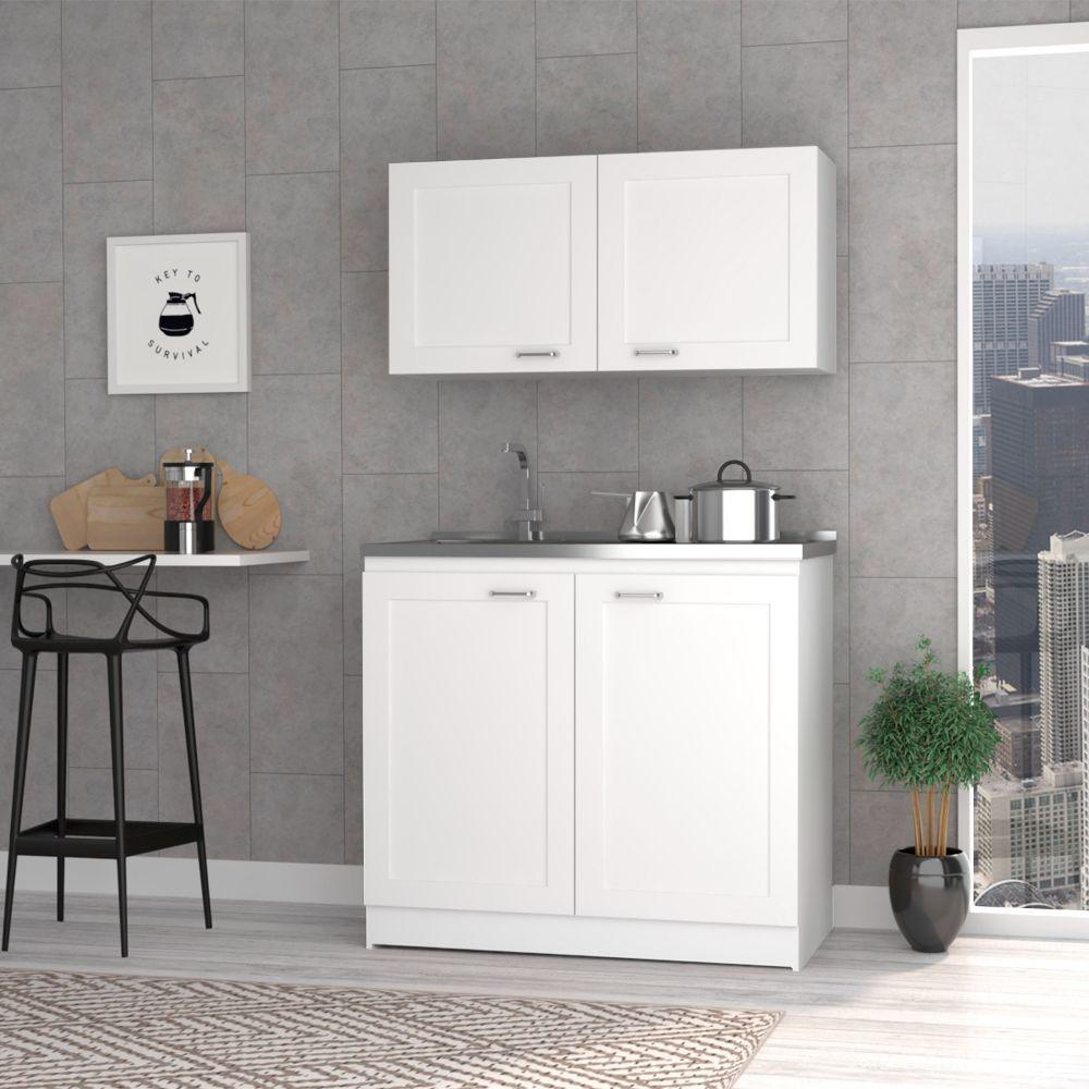 Cabinet Set Zeus, Two Parts Set, White Finish. Picture 1