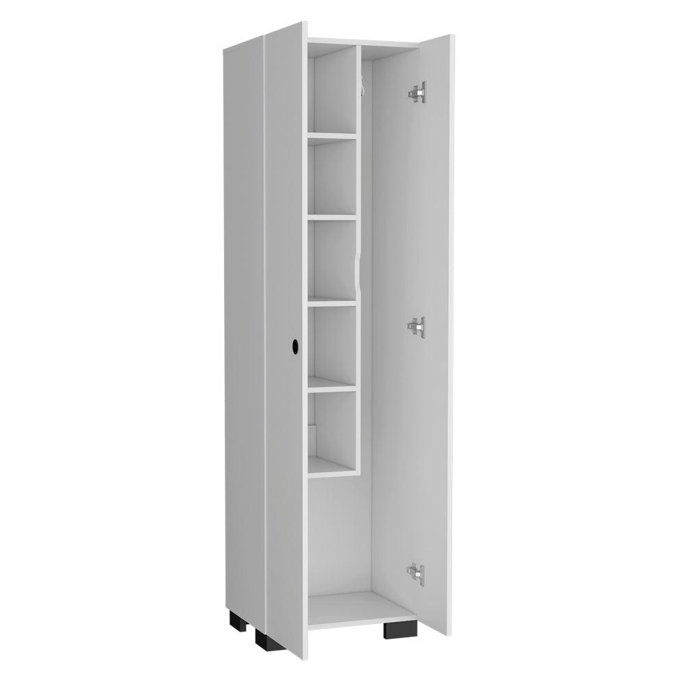 Broom Cabinet Lucin, Garage, White. Picture 4