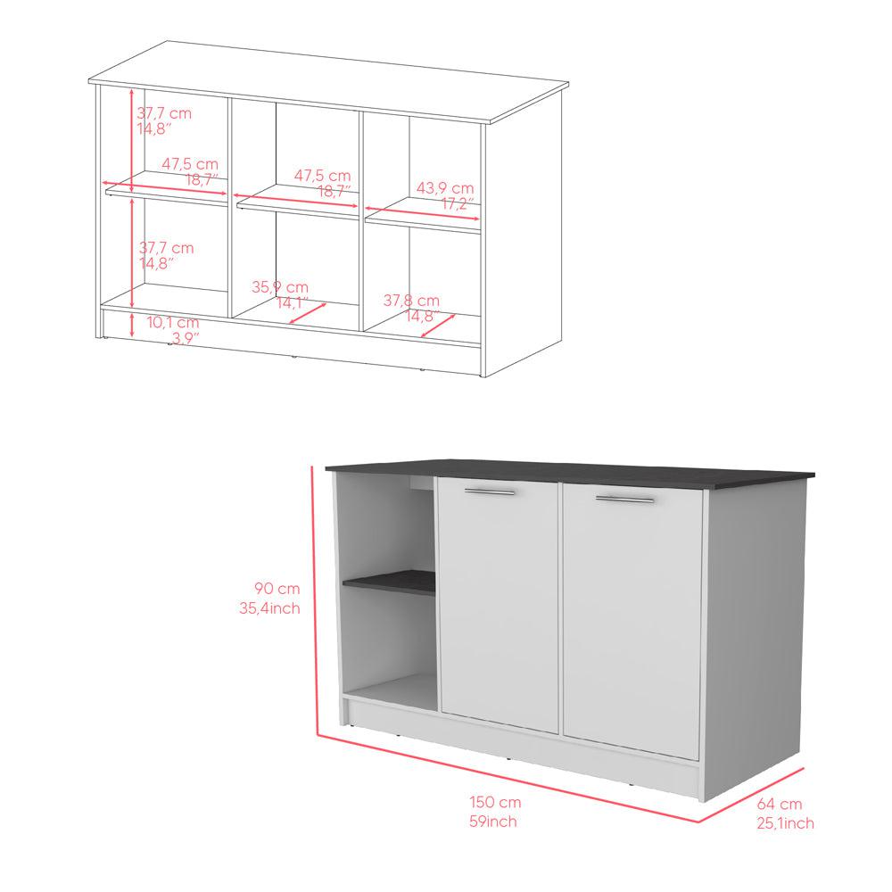 Kitchen Island Padua, Kitchen, White / Onyx. Picture 7