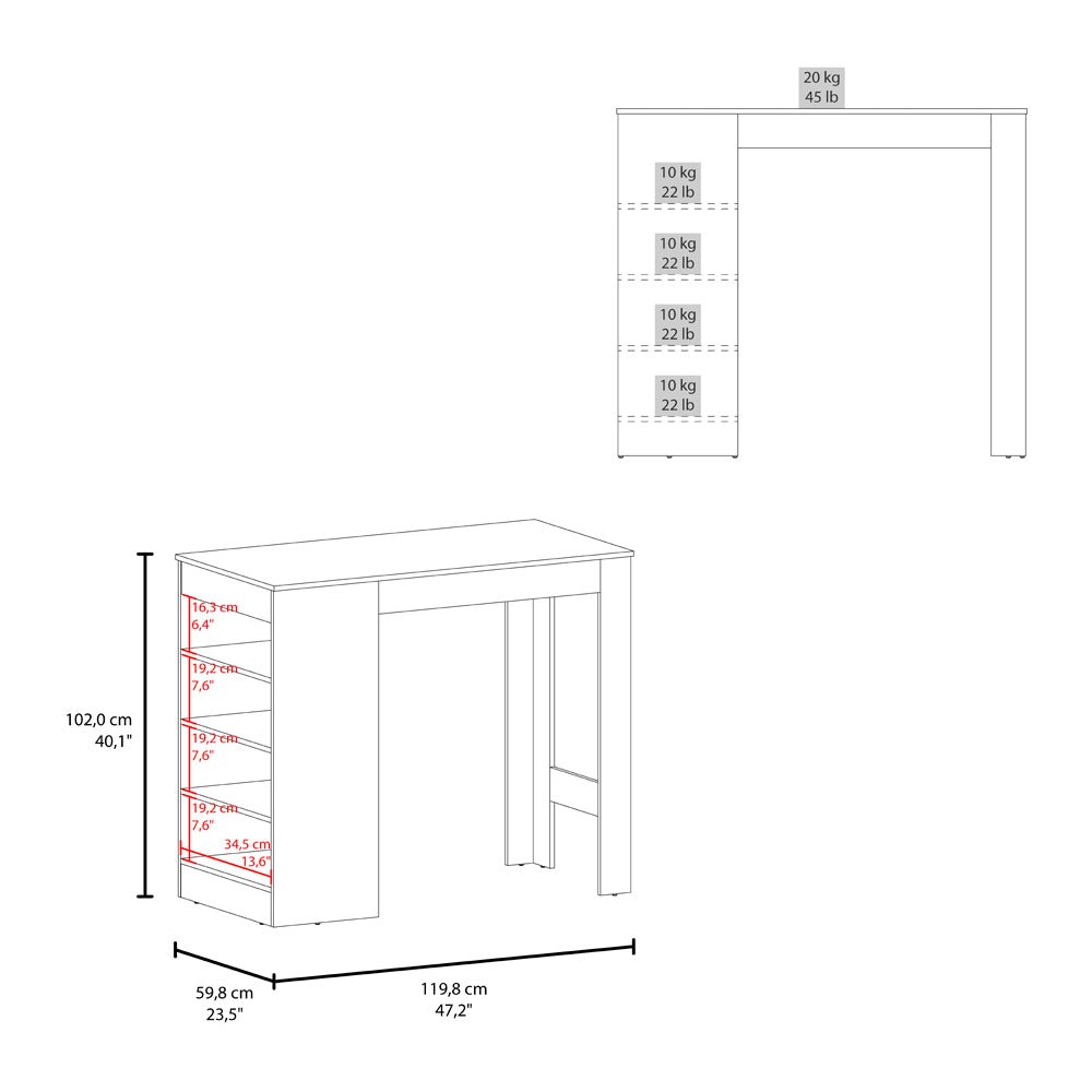 Norton Table, Modern Design, 4 Open Shelves, Ideal for Kitchen. Picture 5