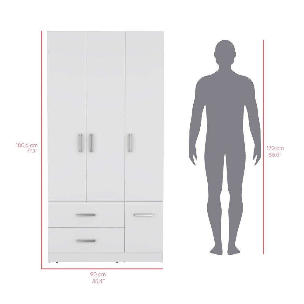 Four Door Armoire Crosby, Bedroom, White. Picture 8
