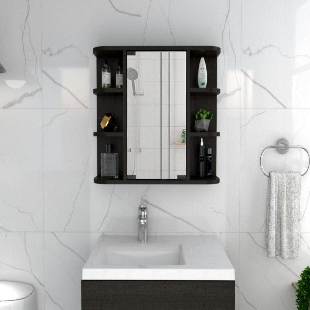 Medicine Cabinet Milano,Six External Shelves Mirror, Black Wengue Finish. Picture 1