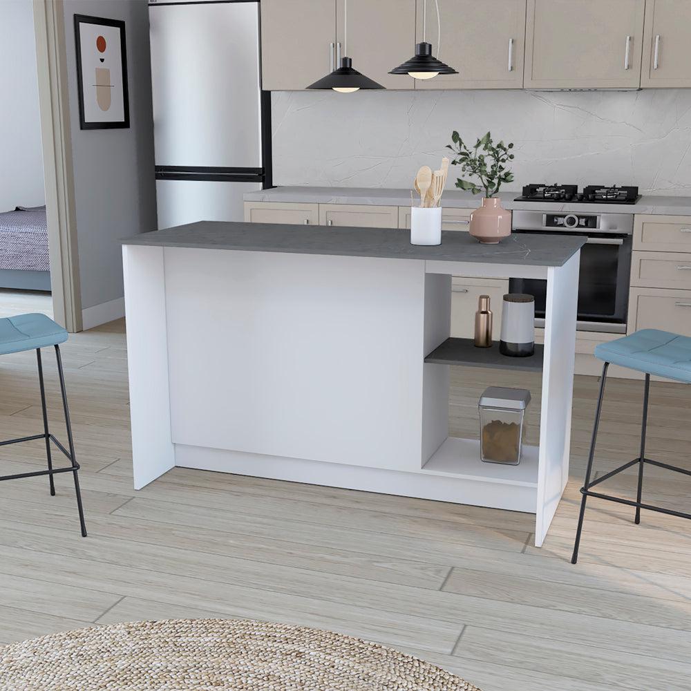 Kitchen Island Padua, Kitchen, White / Onyx. Picture 6