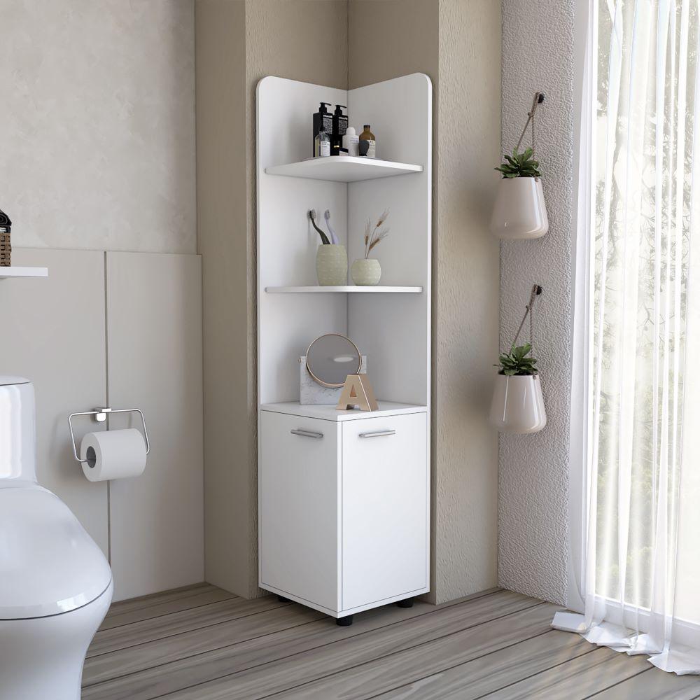 Freestanding cabinet Kairatu, One Drawer, White Finish. Picture 1