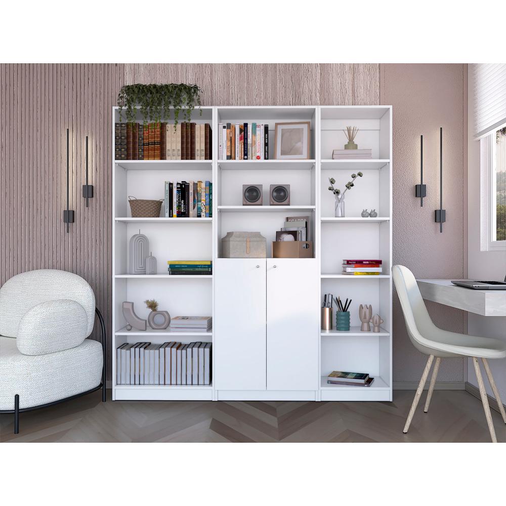 Platte 3 Piece Living Room Set with 3 Bookcases, White. Picture 2