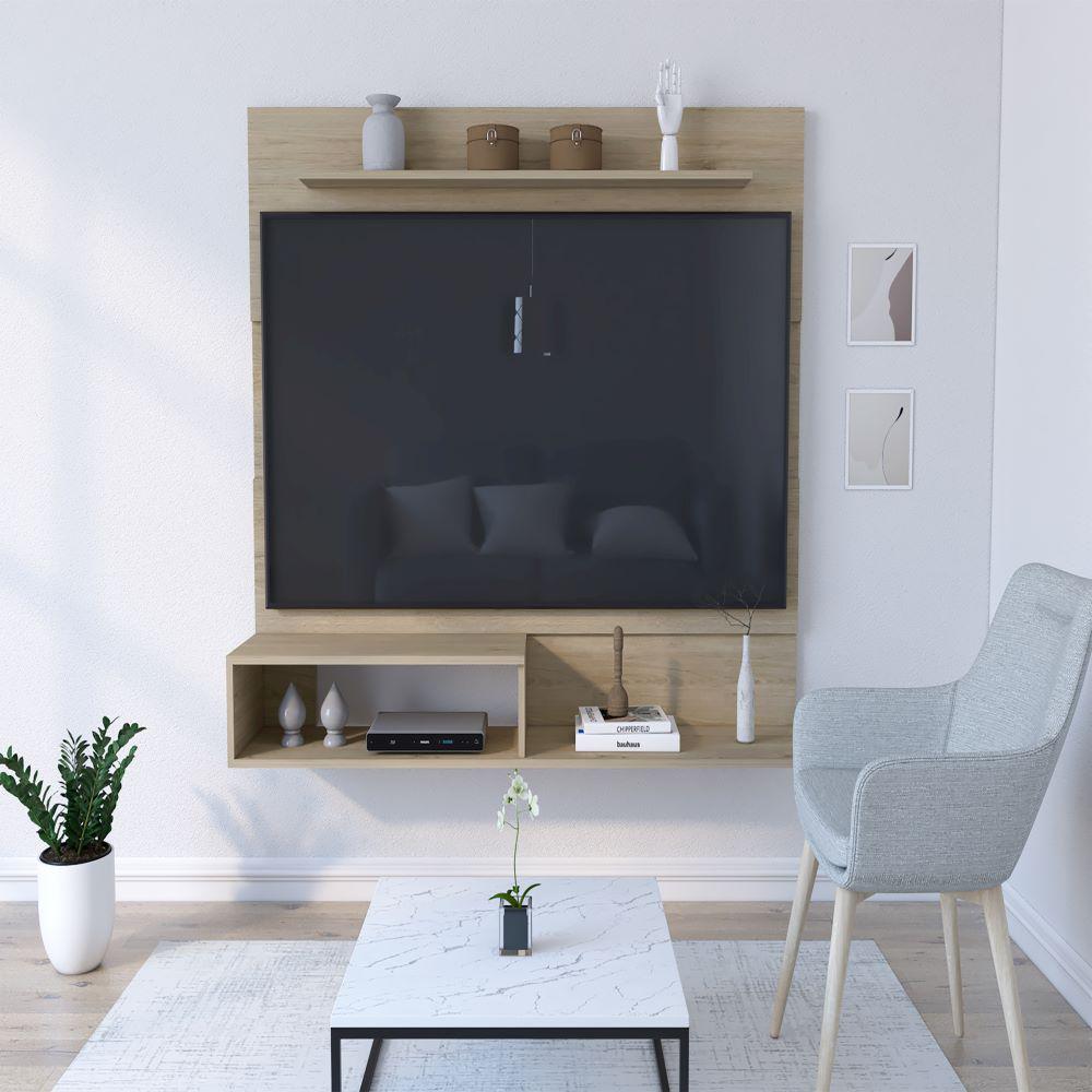 Floating Entertainment Center Albuquerque, Space For The TV´s, Light Pine Finish. Picture 1