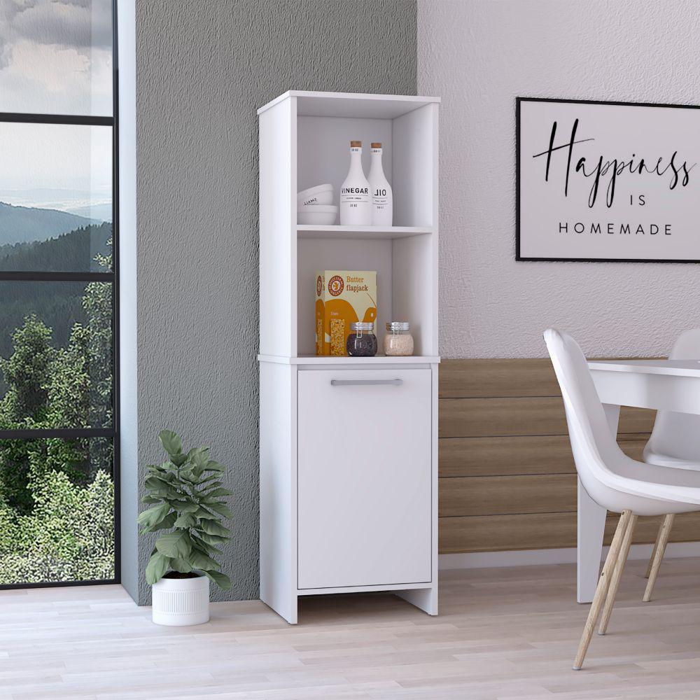 Kitchen Pantry Feery, Single Door Cabinet, White Finish. Picture 1