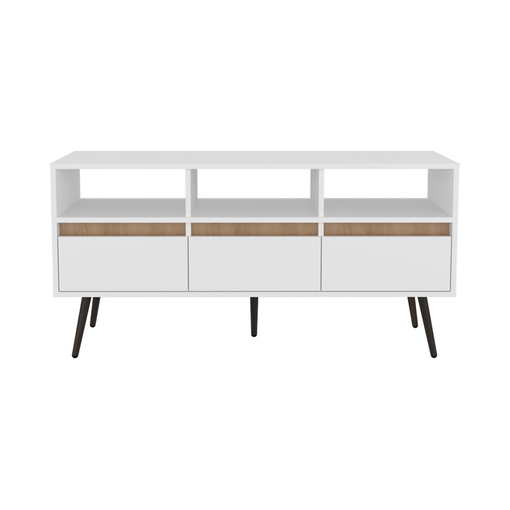 Shickshinny Tv Stand ,Living Room, White/Light Oak. Picture 1