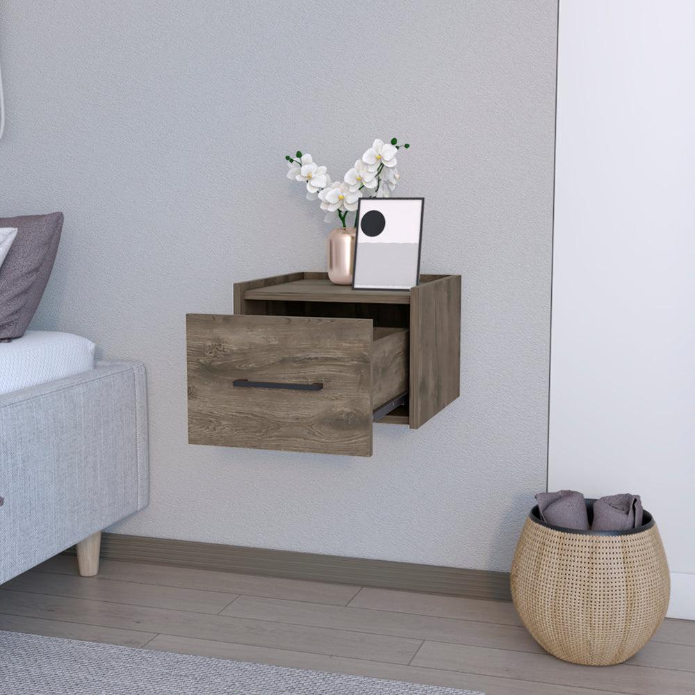 Floating Nightstand Calion, Bedroom, Dark Brown. Picture 3