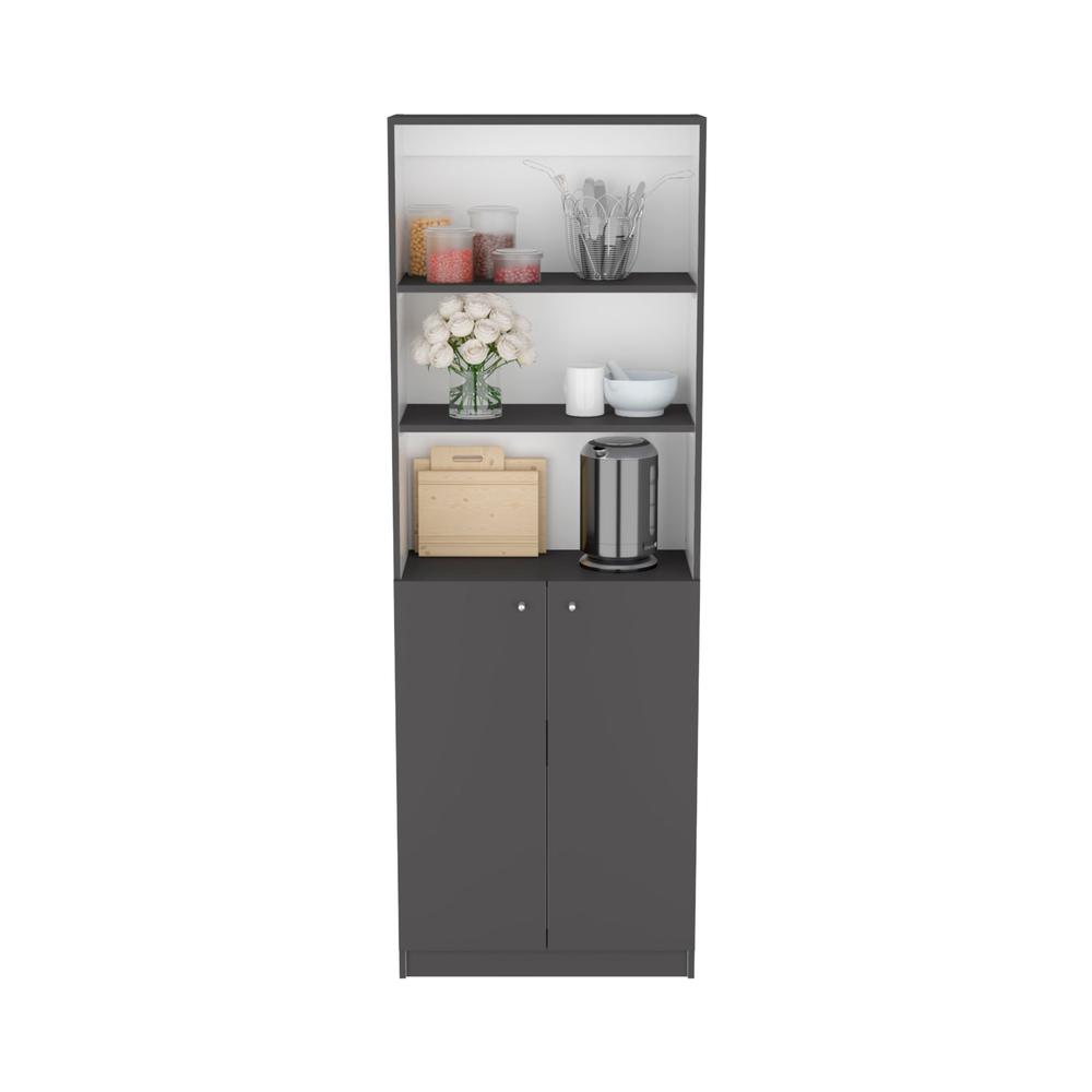Bookcase Dual-Door Benzoni, Office, Matt Gray / White. Picture 4
