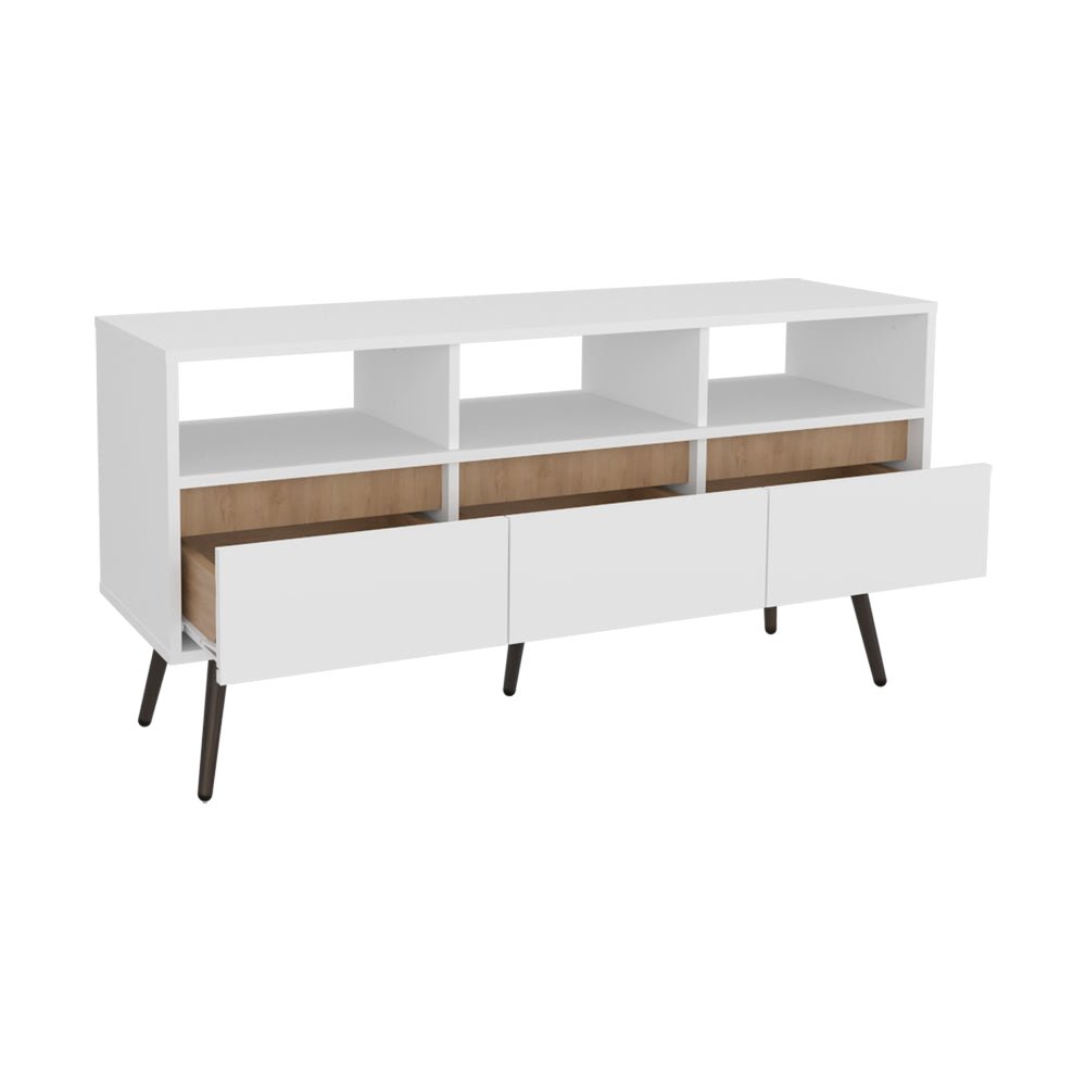Shickshinny Tv Stand ,Living Room, White/Light Oak. Picture 4
