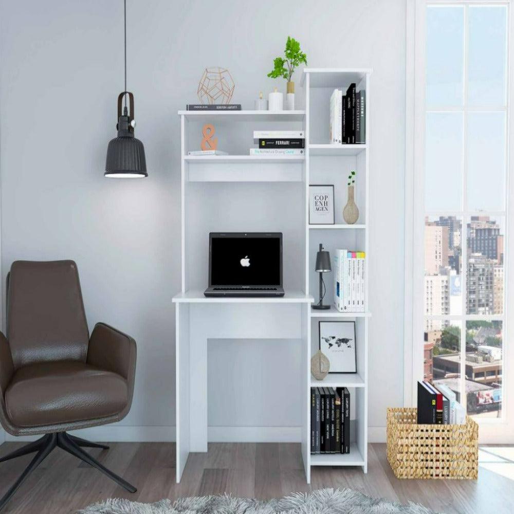 Desk Logan, Five Cubbies, White Finish. Picture 1