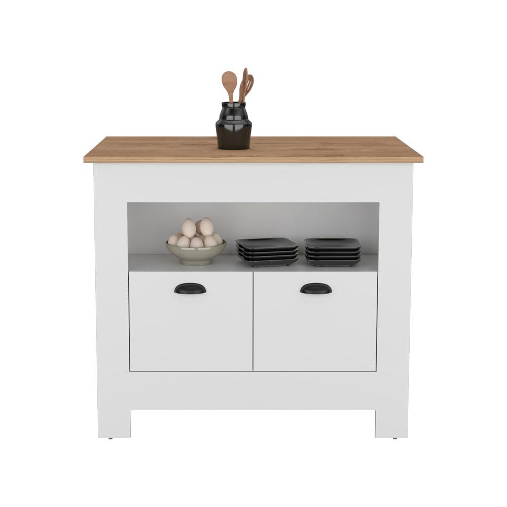 Kitchen Island Geneva, Kitchen, White / Macadamia. Picture 5
