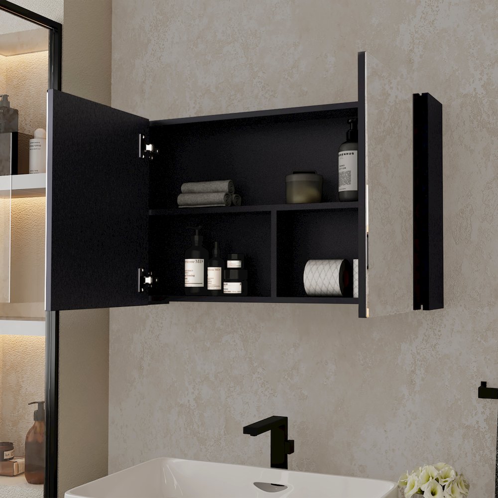 Medicine Cabinet Mansfield, Bathroom, Black. Picture 5