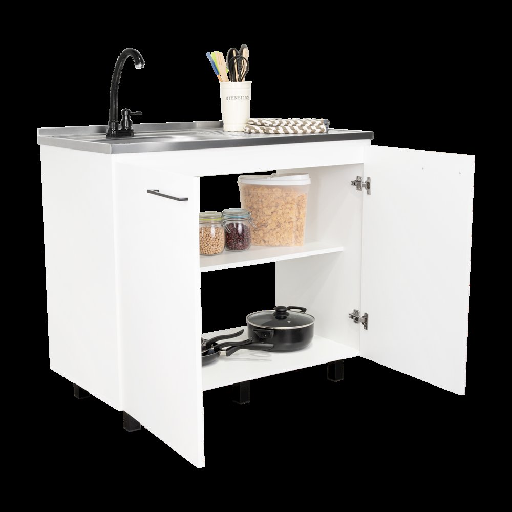 Utility sink cabinet Burwood, Two Shelves, White Finish. Picture 6