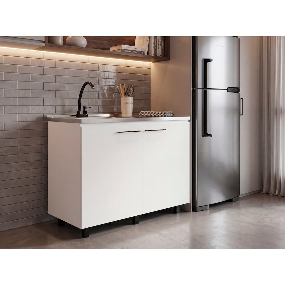 Utility sink cabinet Burwood, Two Shelves, White Finish. Picture 2