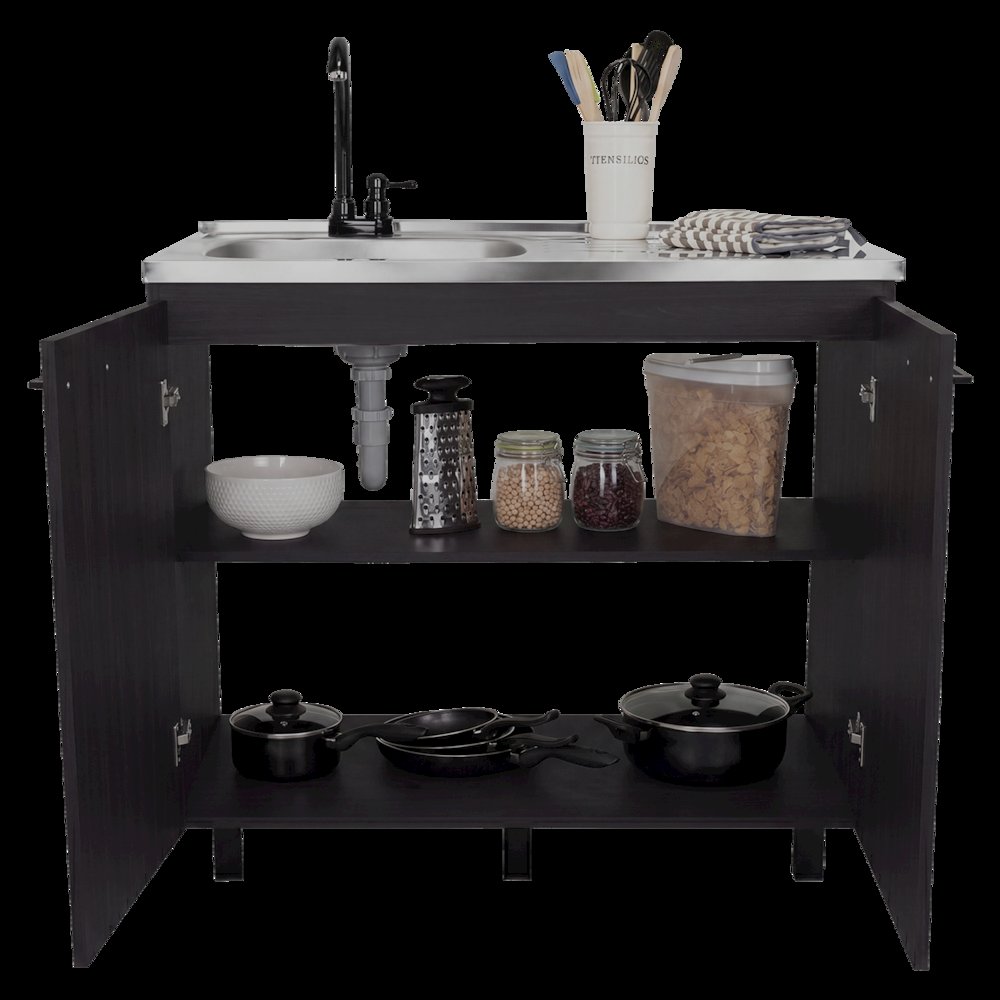 Utility sink cabinet Bussolengo, Two Cabinets, Black Wengue Finish. Picture 5