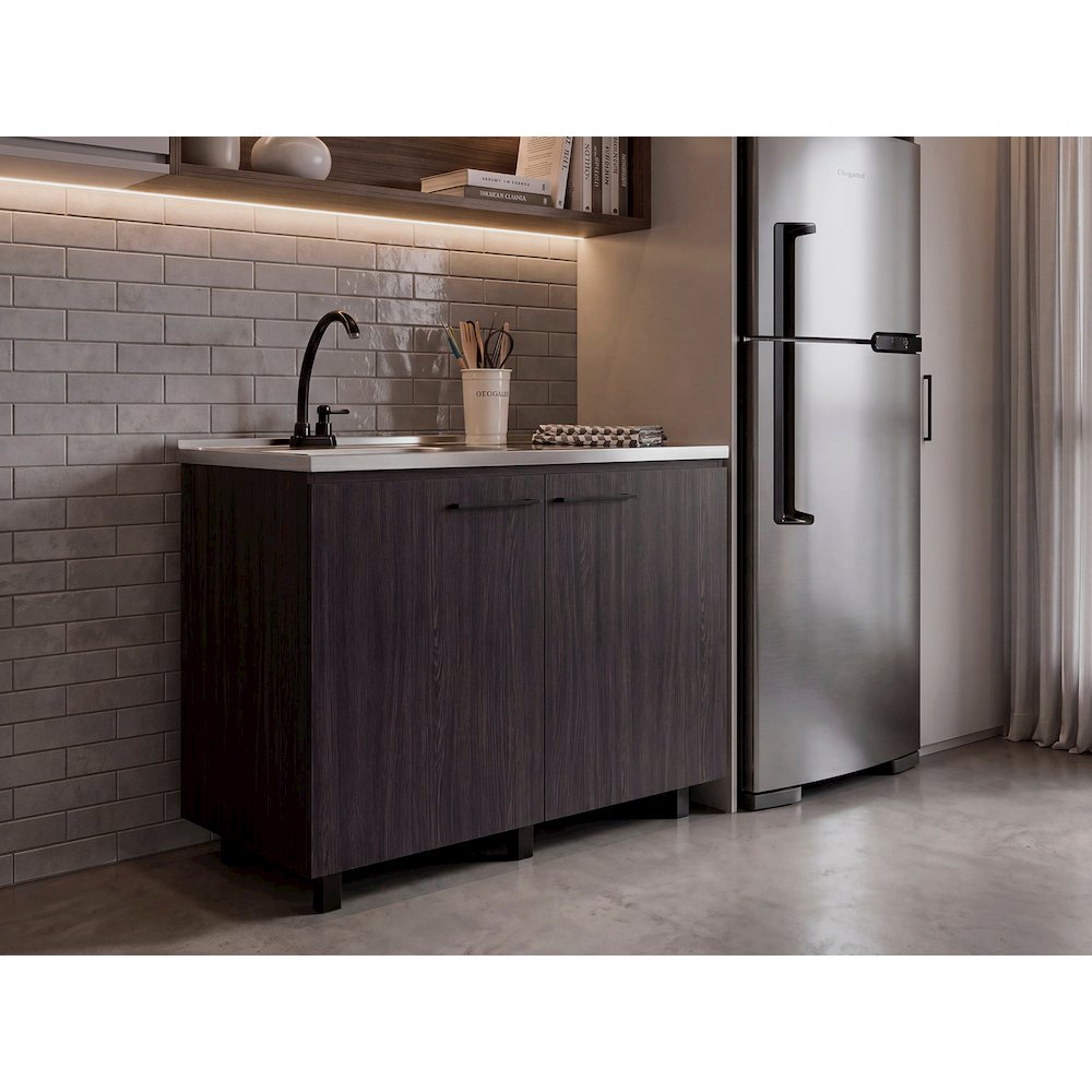 Utility sink cabinet Bussolengo, Two Cabinets, Black Wengue Finish. Picture 2