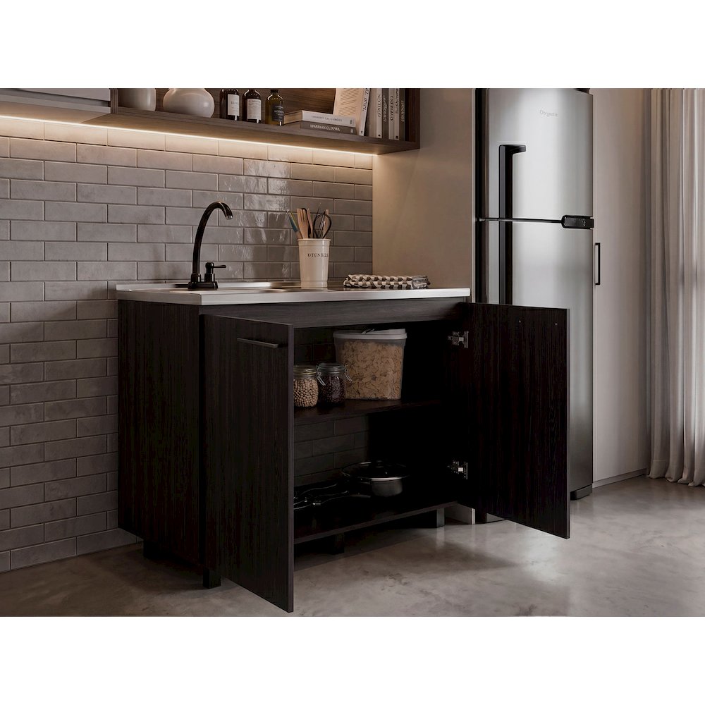 Utility sink cabinet Bussolengo, Two Cabinets, Black Wengue Finish. Picture 3