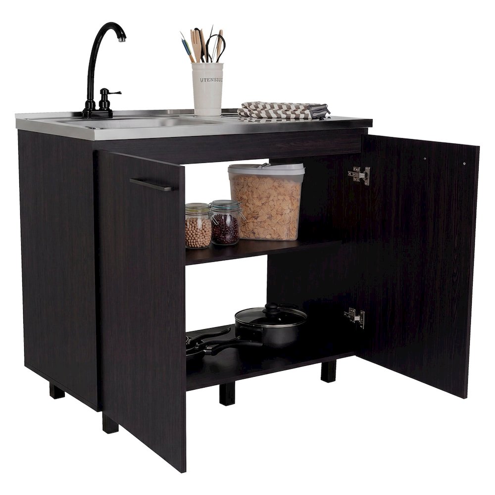 Utility sink cabinet Bussolengo, Two Cabinets, Black Wengue Finish. Picture 1