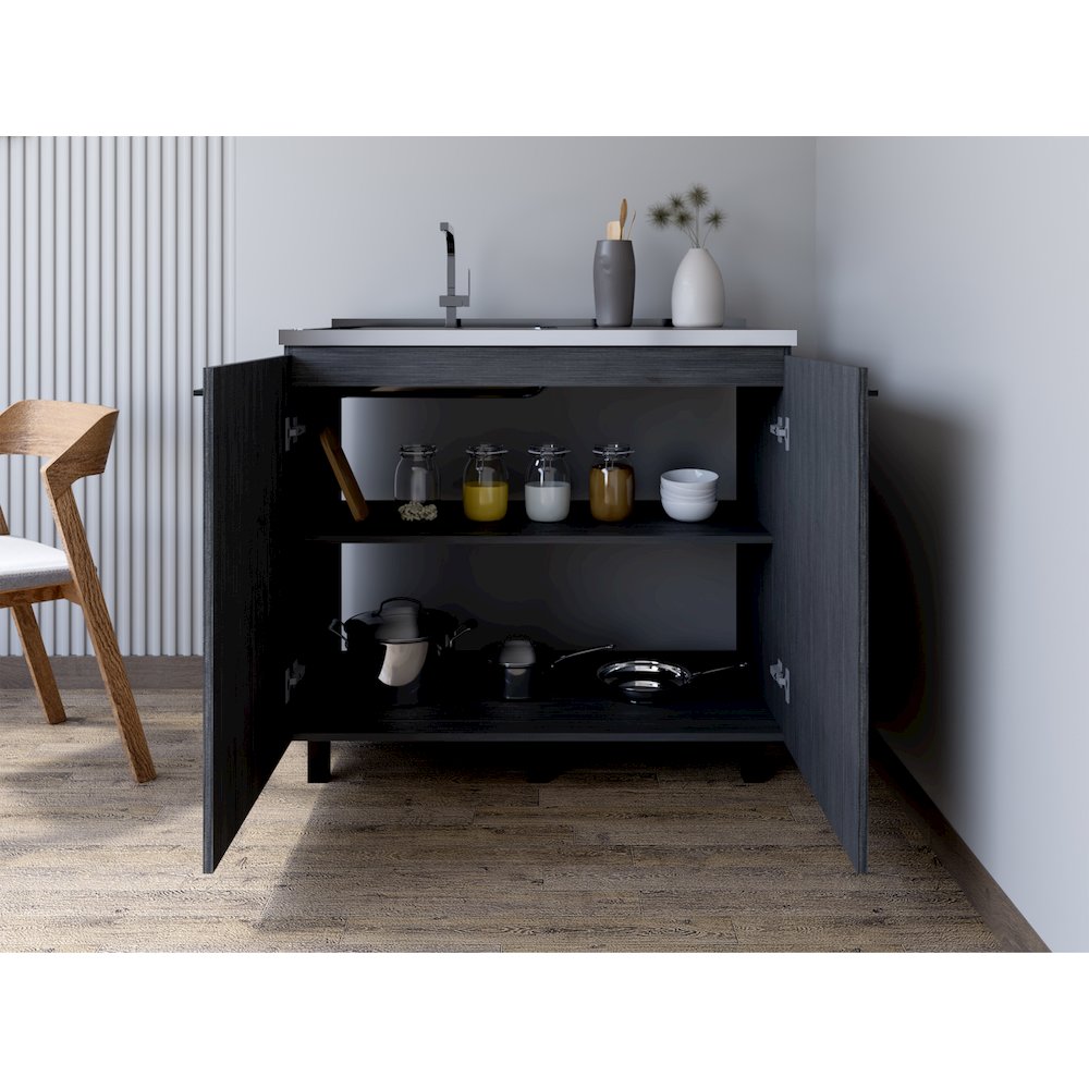 Utility Sink Cabinet Burwood, Kitchen, Smoky Oak. Picture 2