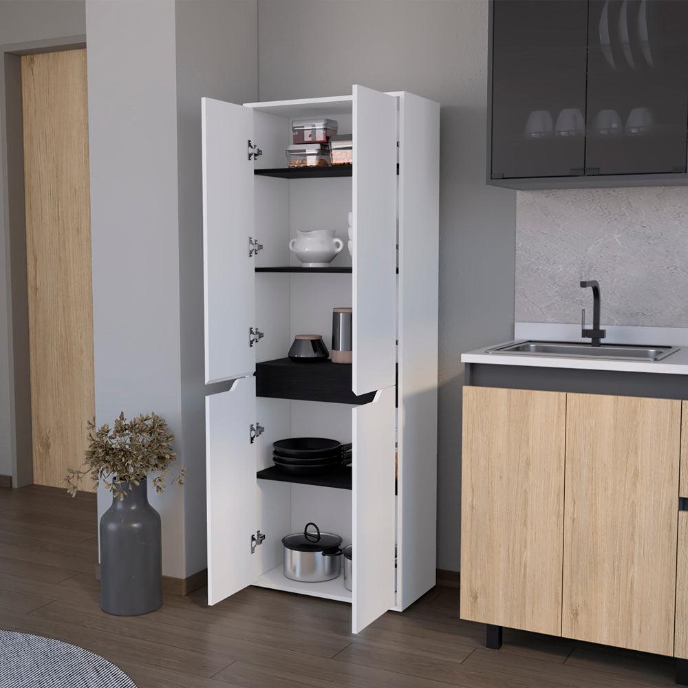 Multistorage Kitchen Pantry Hepler, Kitchen, White / Black. Picture 5