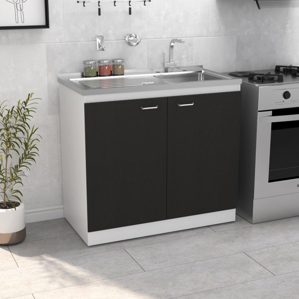 Utility Sink Vernal, Double Door, White / Black Wengue Finish. Picture 1