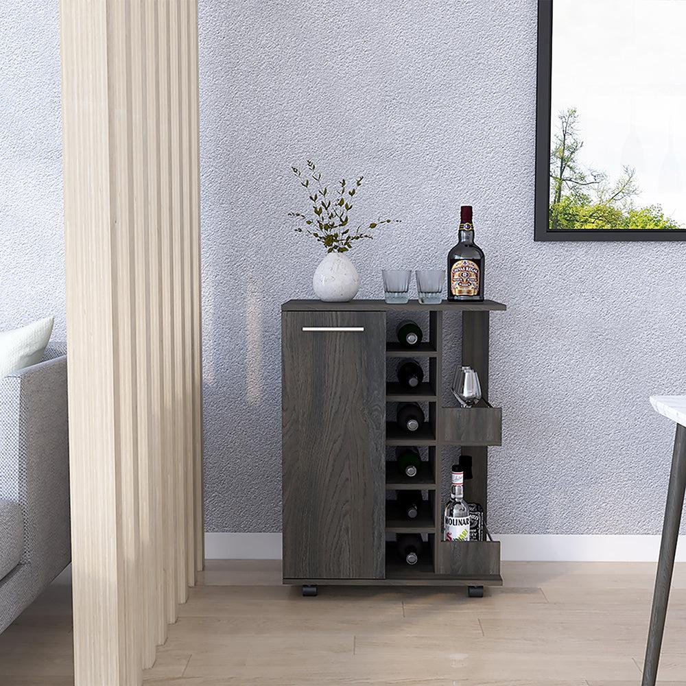 Bar Cart Wells,Four Casters, Carbon Espresso Finish. Picture 1