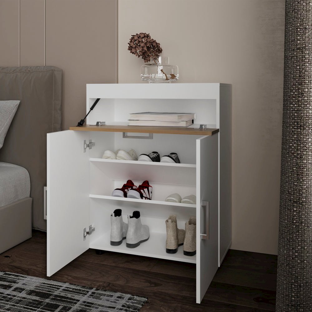 Moab Shoe Rack, Living Room, White/Macadamia. Picture 5