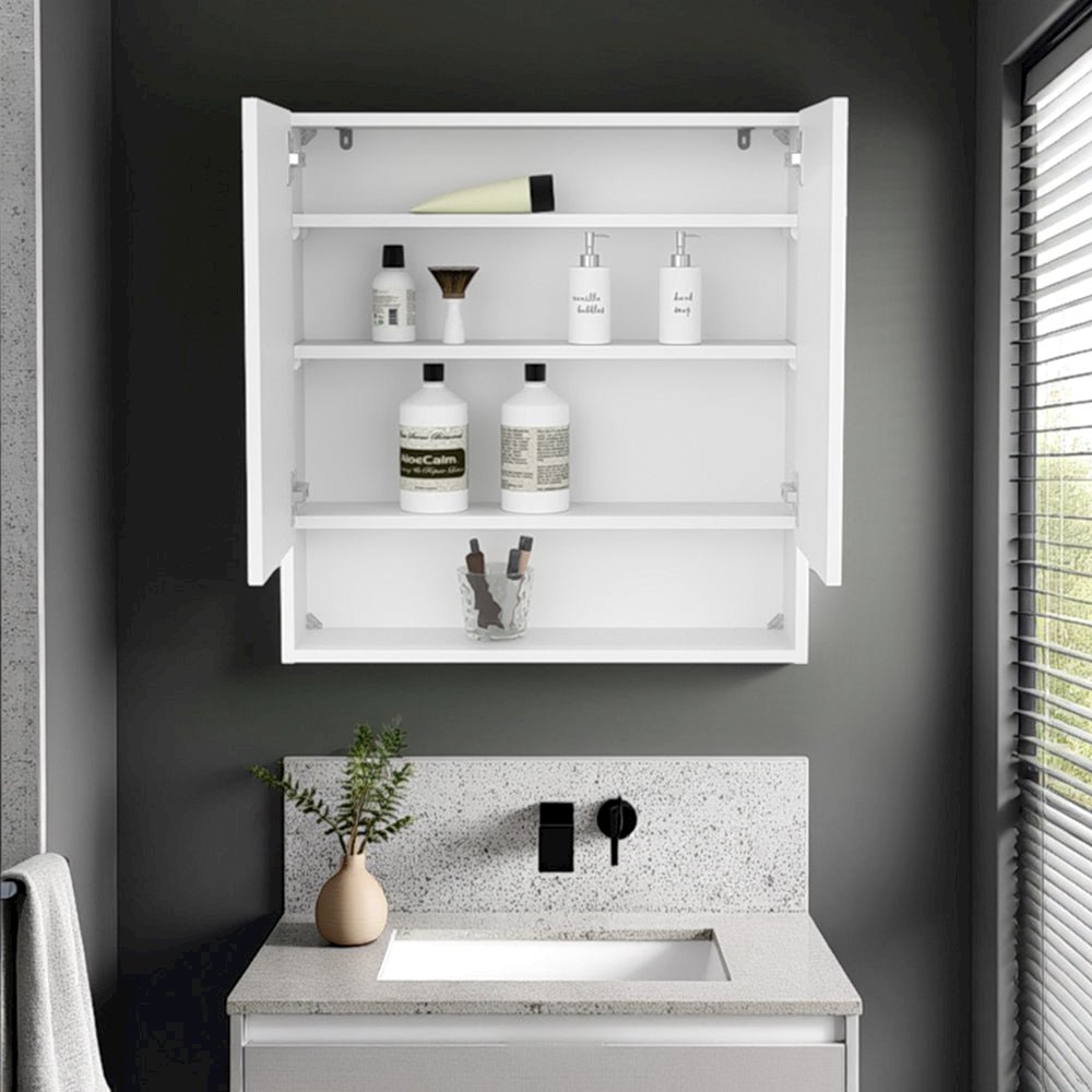 Hickory Double Door Medicine Cabinet, Ideal for Bathroom Storage. Picture 6