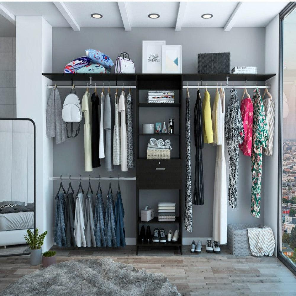 Closet System Ashland, Five Shelves, Black Wengue Finish. Picture 1