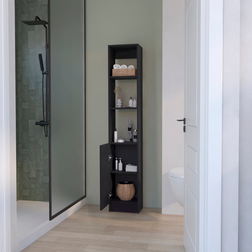 Linen Cabinet Marion, Bathroom, Black. Picture 5