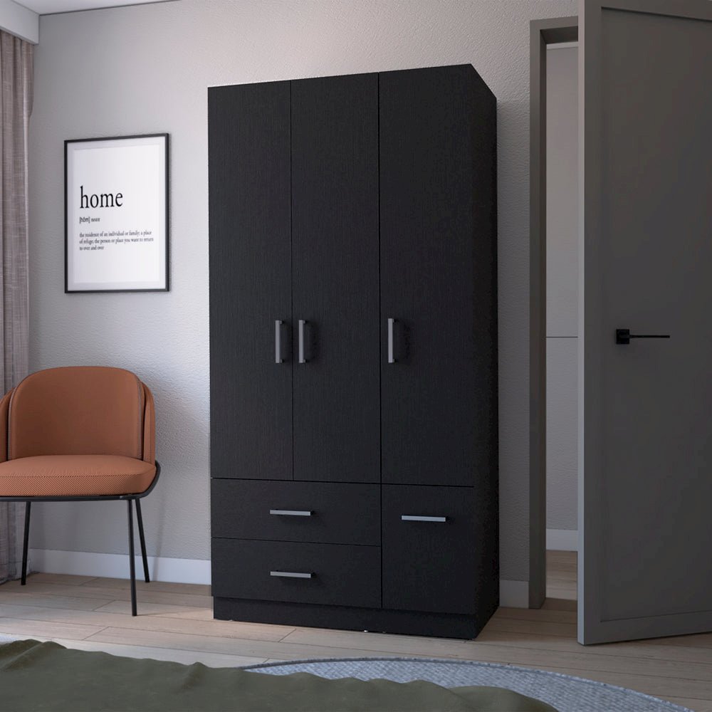 Four Door Armoire Crosby, Bedroom, Black. Picture 2