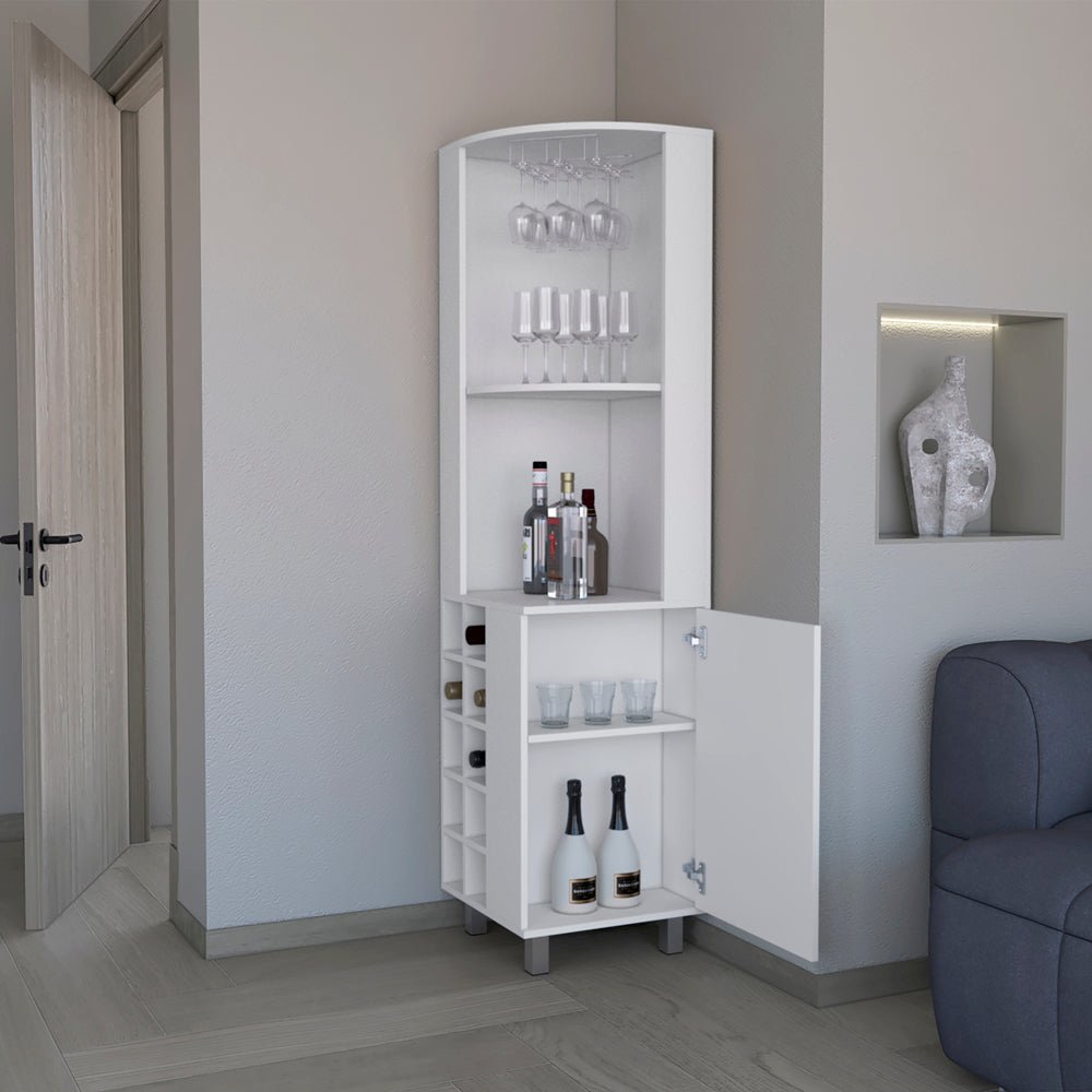 Corner Bar Cabinet Cleveland, Living Room, White. Picture 6