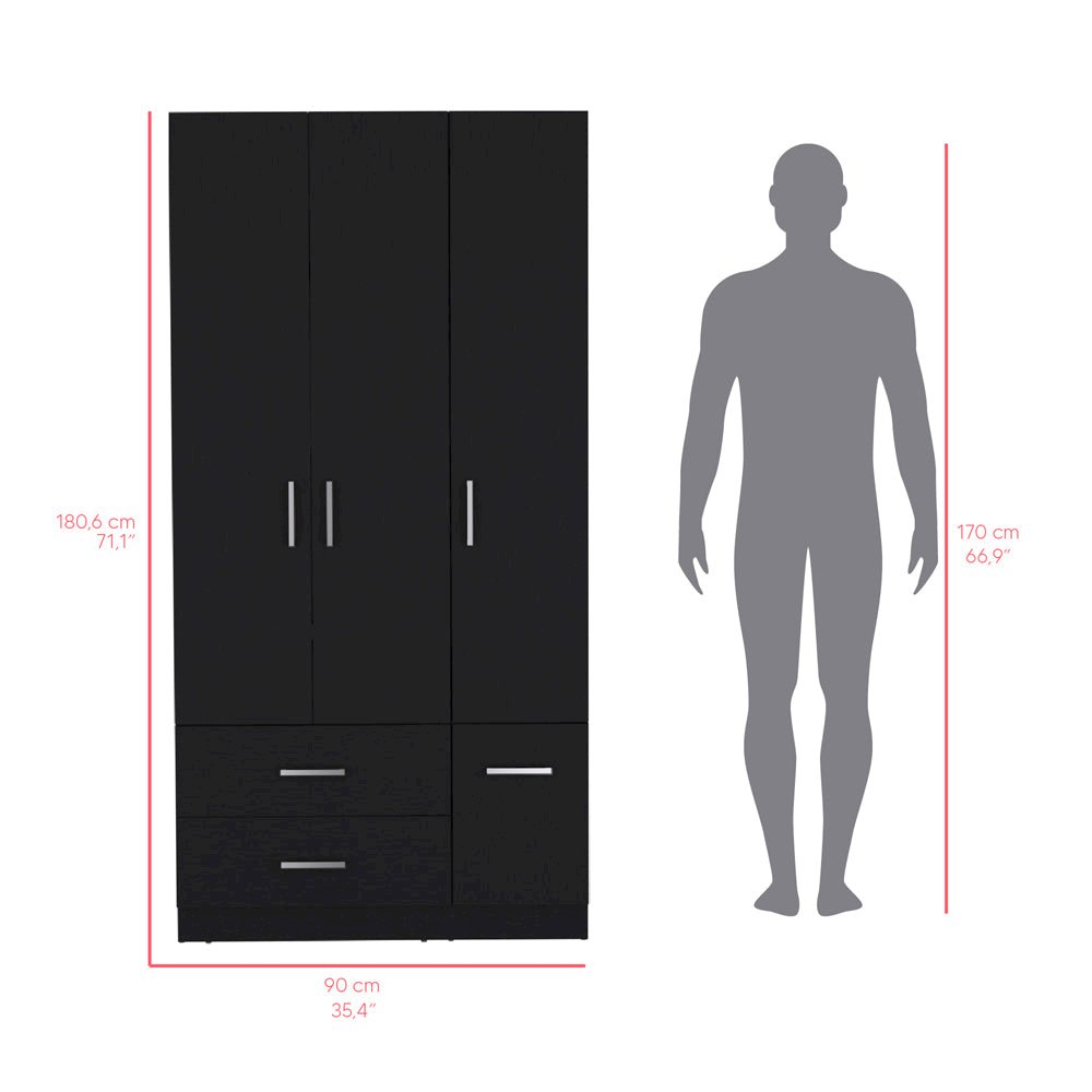 Four Door Armoire Crosby, Bedroom, Black. Picture 8