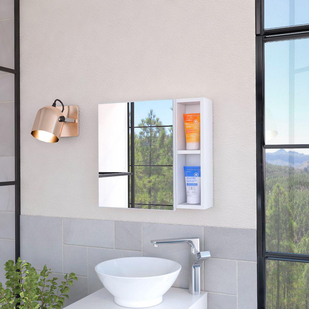 Medicine Cabinet Viking, Three Internal Shelves, Single Door, White Finish. Picture 1