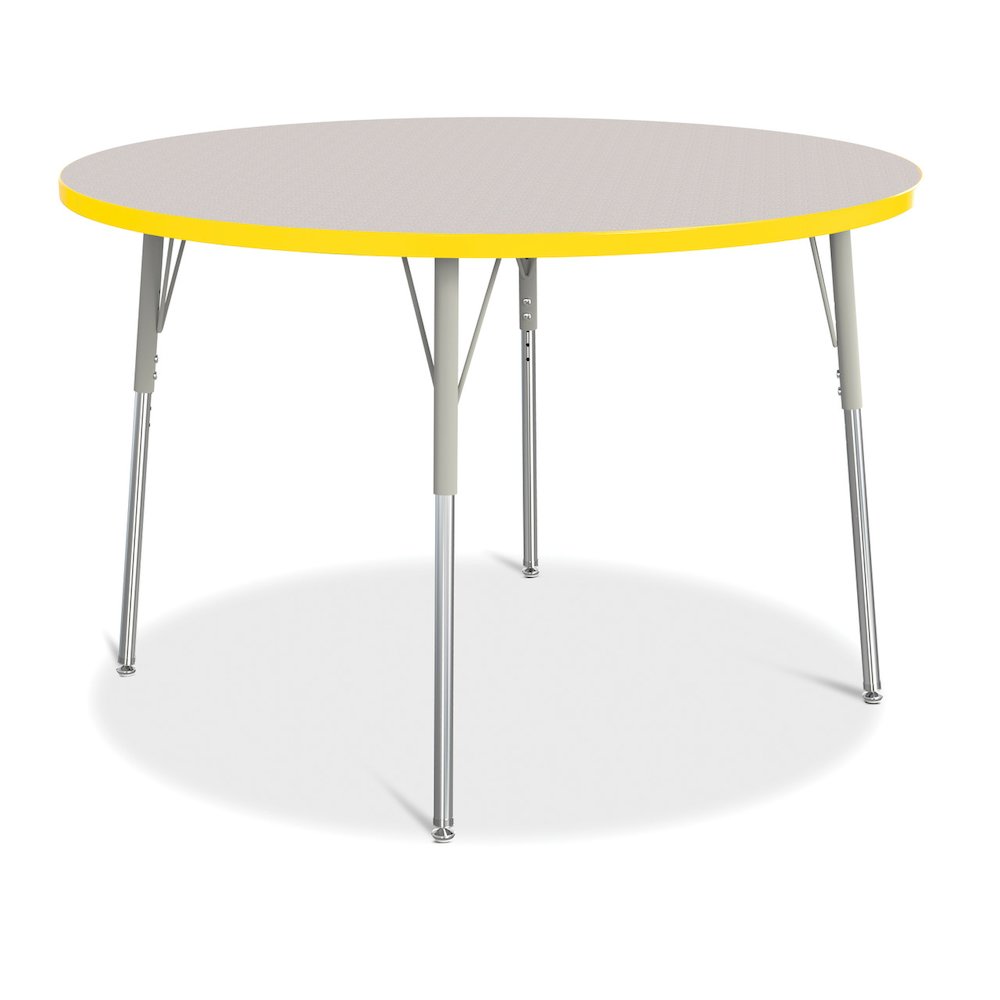 Jonti-Craft Berries Elementary Height Color Edge Round Table - Yellow Round Top - Four Leg Base - 4 Legs - Adjustable Height - 15" to 24" Adjustment x 1.13" Table Top Thickness x 48" Table Top Diamete. Picture 1