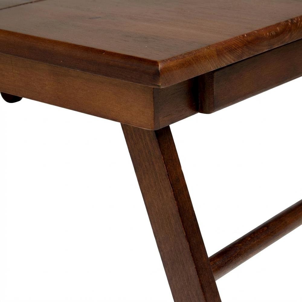 Flip Top Lap Desk, Foldable Legs, Tilting Surface, Storage Drawer, Brown. Picture 6