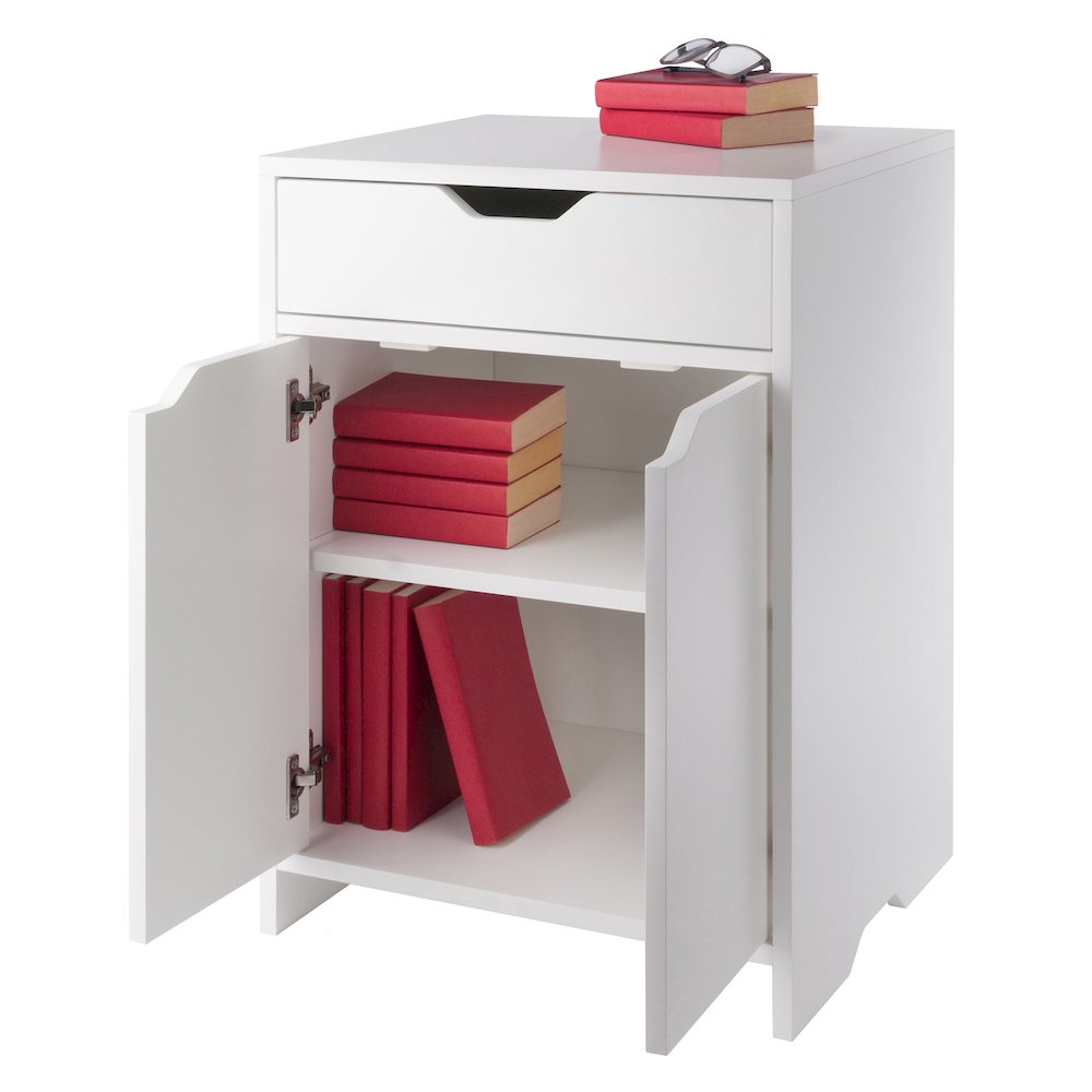 Nova 1-Drawer Storage Cabinet, White. Picture 14