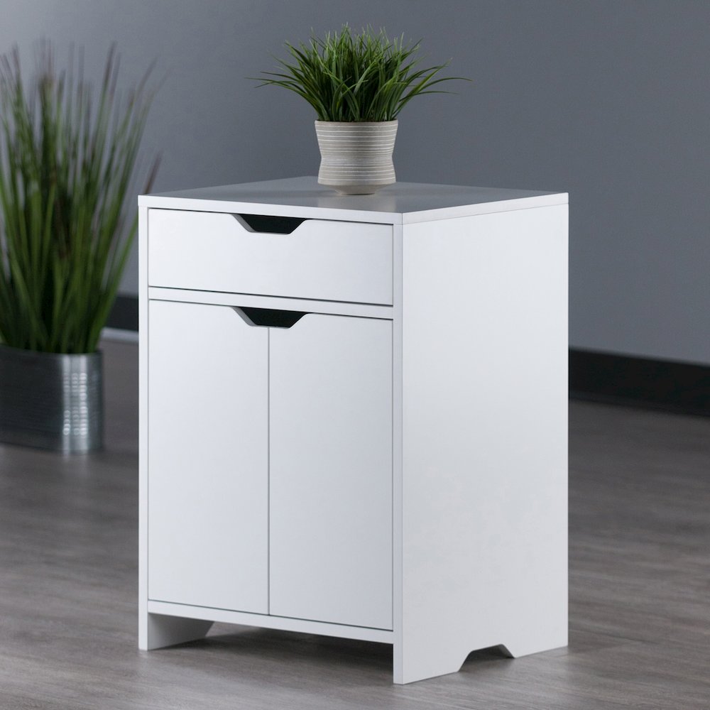 Nova 1-Drawer Storage Cabinet, White. Picture 6