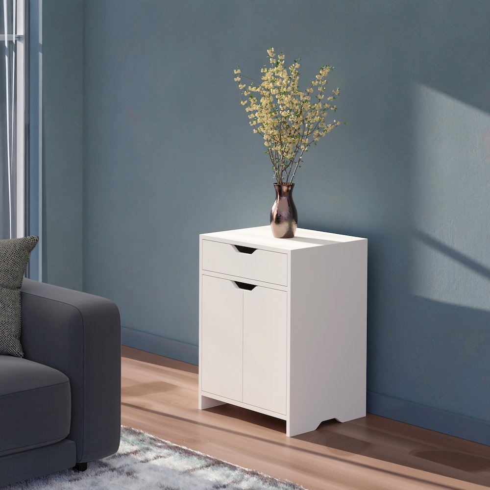 Nova 1-Drawer Storage Cabinet, White. Picture 7