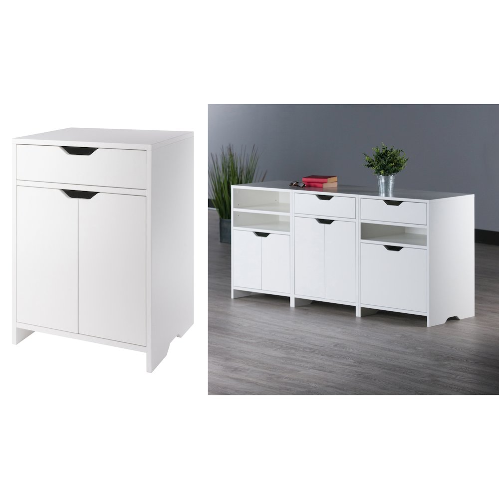 Nova 1-Drawer Storage Cabinet, White. Picture 8