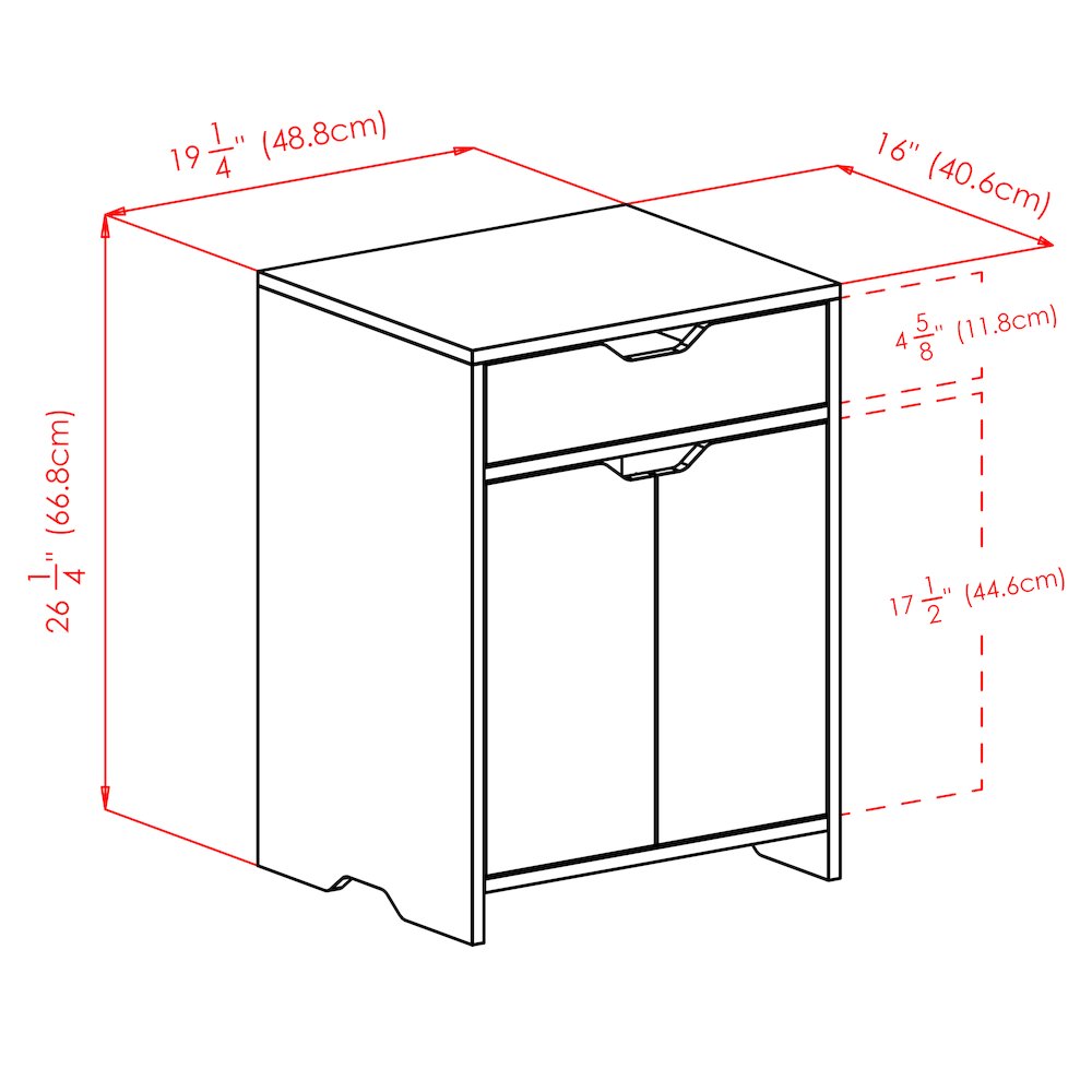 Nova 1-Drawer Storage Cabinet, White. Picture 9